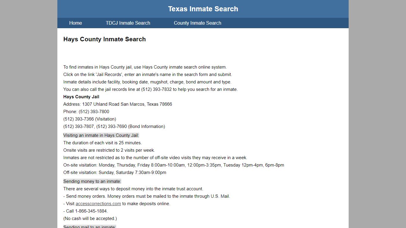 Hays County Jail Inmate Search